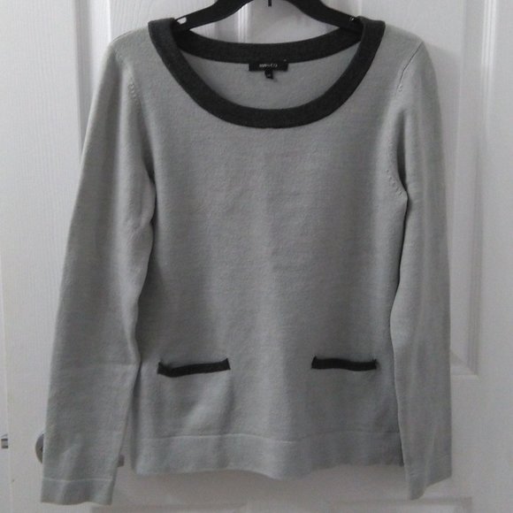 RW & Co Grey Contrast Trim Sweater w. Pockets - Picture 4 of 7